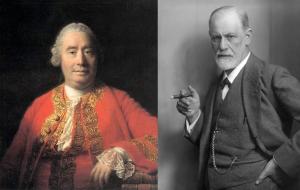 David Hume by Allan Ramsay, 1766 and Sigmund Freud by Max Halberstadt, c. 1921